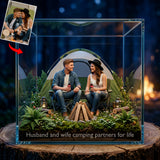 Custom Camping Couple - Personalized Camping Custom Shaped Acrylic Plaque