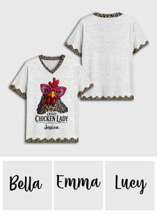 Crazy Chicken Lady - Personalized Chicken Fully Printed V-Neck T-Shirt