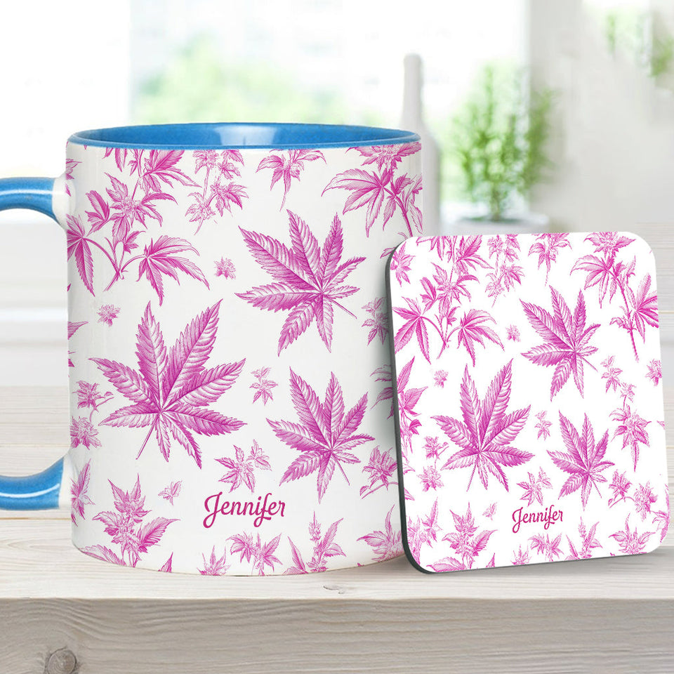 Pink Toil Marijuana Pattern - Personalized Weed Accent Mug
