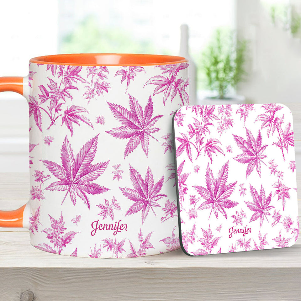 Pink Toil Marijuana Pattern - Personalized Weed Accent Mug