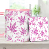 Pink Toil Marijuana Pattern - Personalized Weed Accent Mug