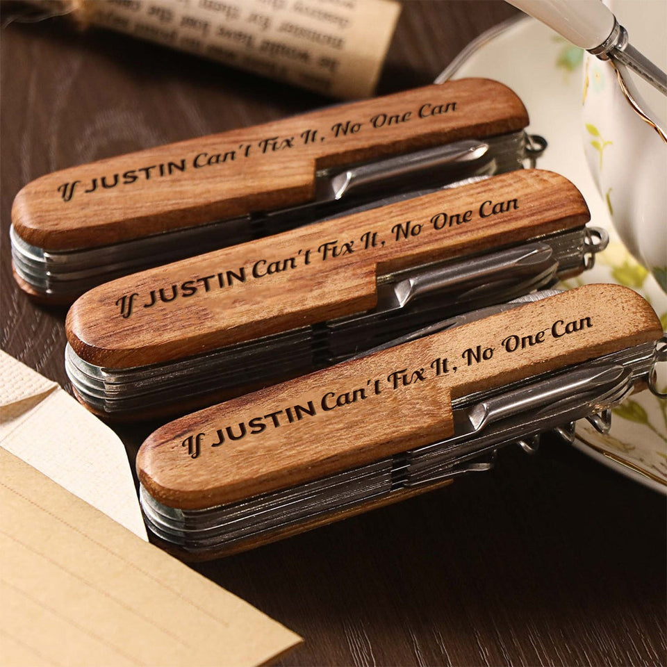 Perfect Gift For Him - Personalized Mechanic Pocket Knife - 8 Function Multi-Tool