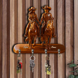 Riding Partners For Life - Personalized Cowgirl Custom Shaped Key Rack
