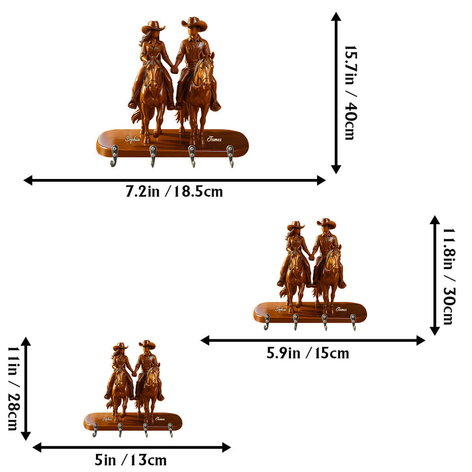 Riding Partners For Life - Personalized Cowgirl Custom Shaped Key Rack