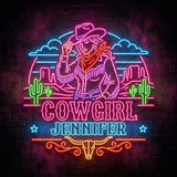 USB-Operated Neon Cowgirl Cowboy Sign - Personalized Cowgirl Neon LED Light Sign