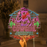USB-Operated Neon Cowgirl Cowboy Sign - Personalized Cowgirl Neon LED Light Sign
