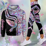 Colibri rose - Sweat à capuche et legging personnalisés pour la sensibilisation au cancer du sein