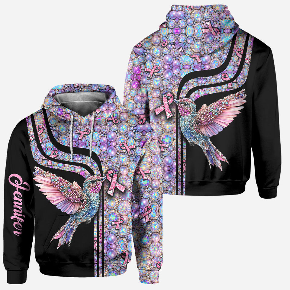 Colibri rose - Sweat à capuche et legging personnalisés pour la sensibilisation au cancer du sein