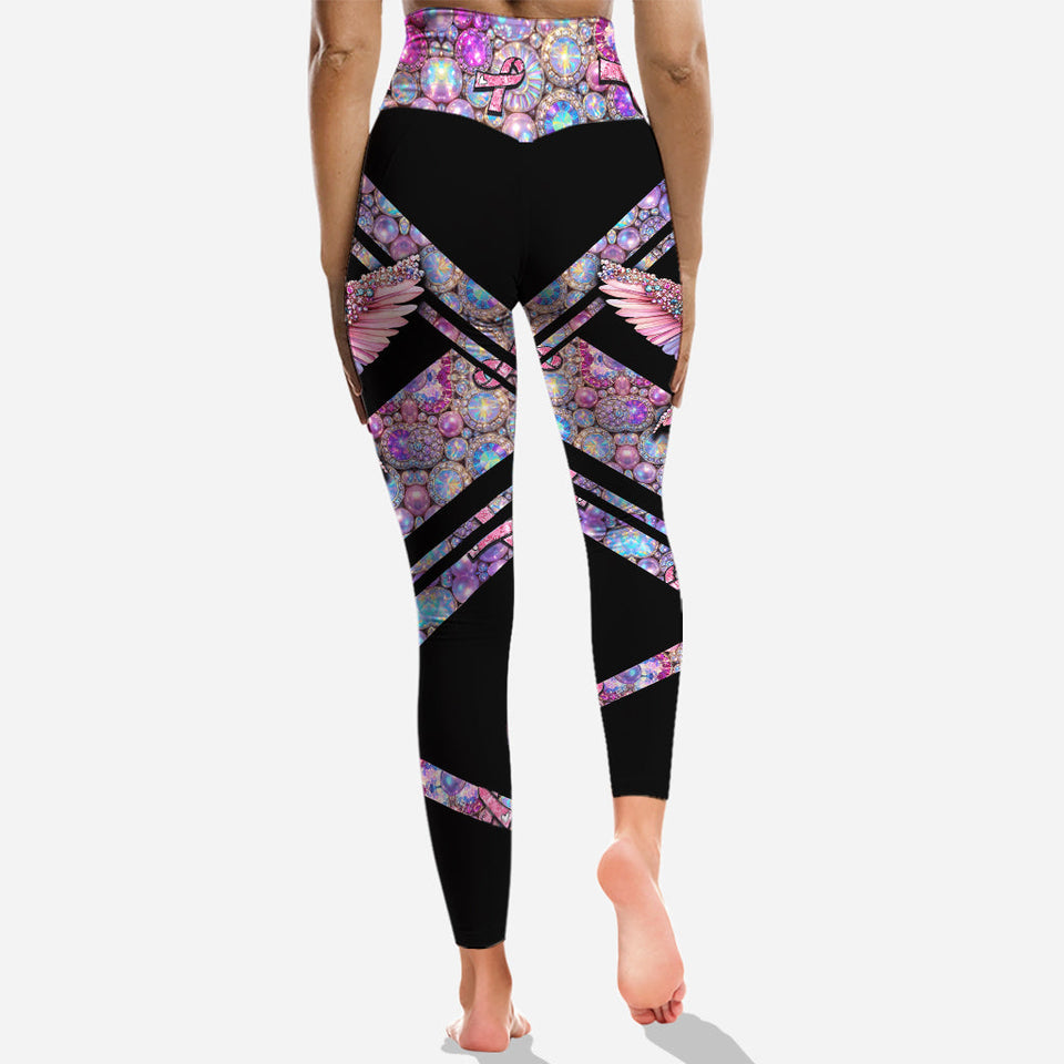 Colibri rose - Sweat à capuche et legging personnalisés pour la sensibilisation au cancer du sein