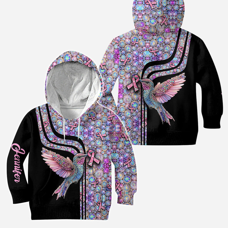 Colibri rose - Sweat à capuche et legging personnalisés pour la sensibilisation au cancer du sein