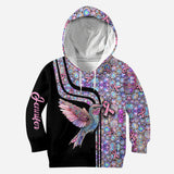 Colibri rose - Sweat à capuche et legging personnalisés pour la sensibilisation au cancer du sein