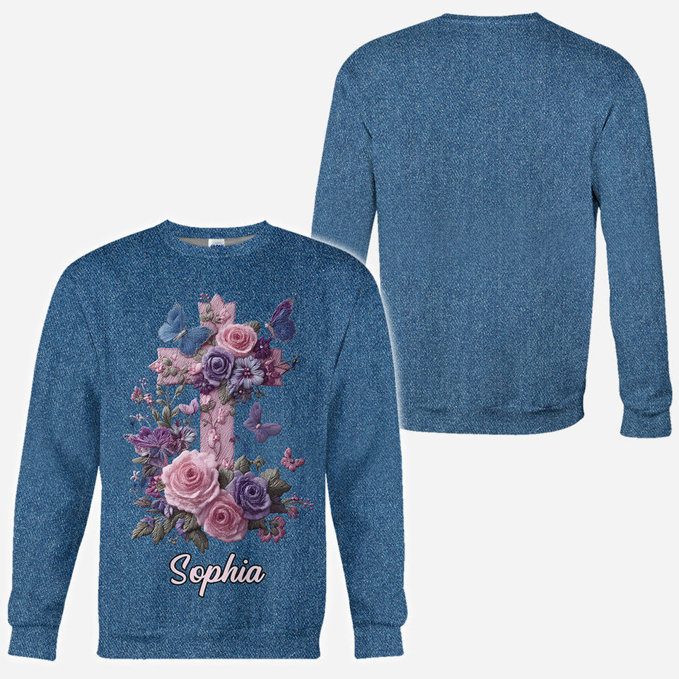 Cross & Floral - Graceful Style Honoring Faith - Personalized Christian All Over Shirt