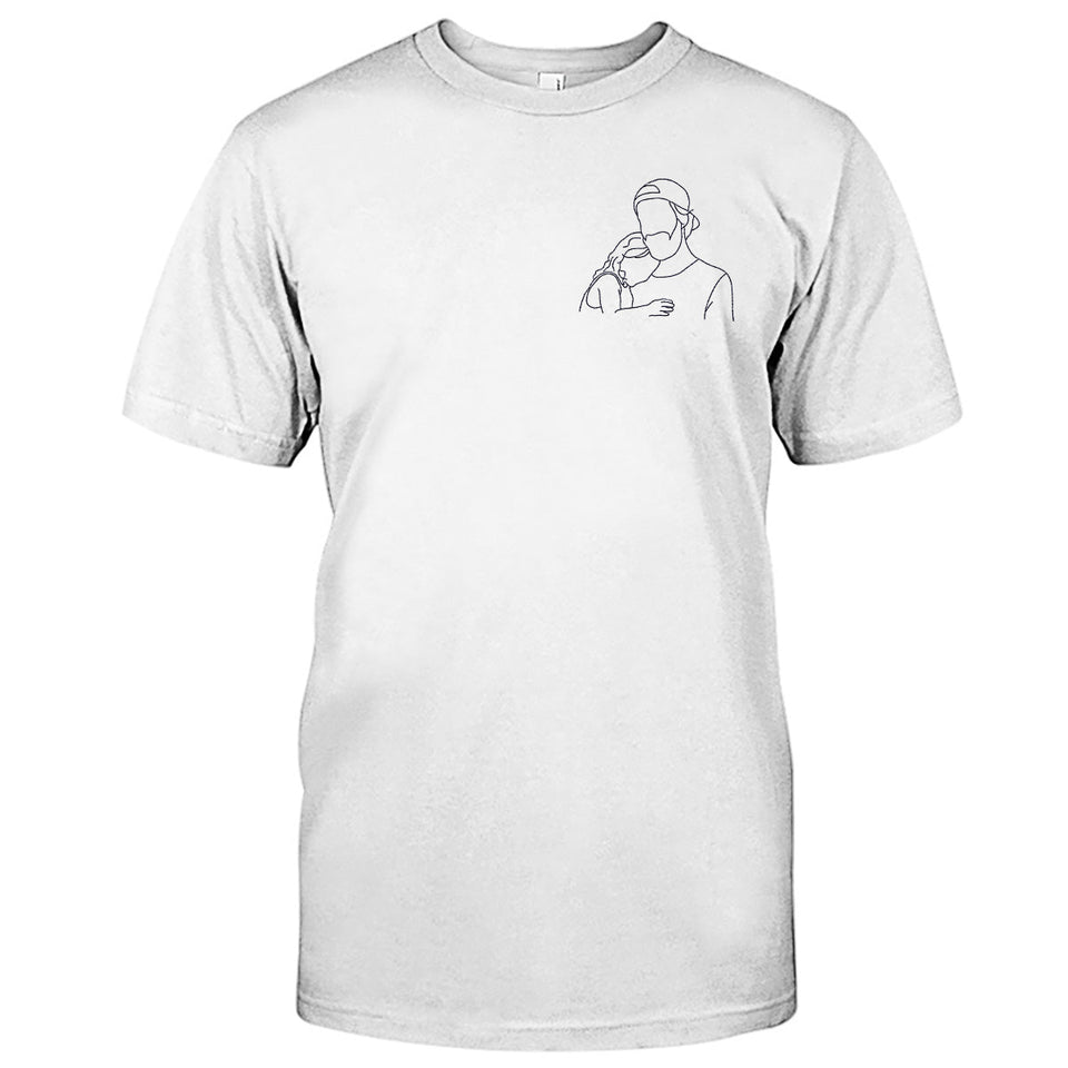 Custom Line Art - Personalized Uncle Embroidered T-shirt
