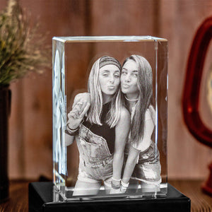 Custom Photo - Personalized Aunt Laser Engraving 3D Cuboid Shaped Crystal Lamp