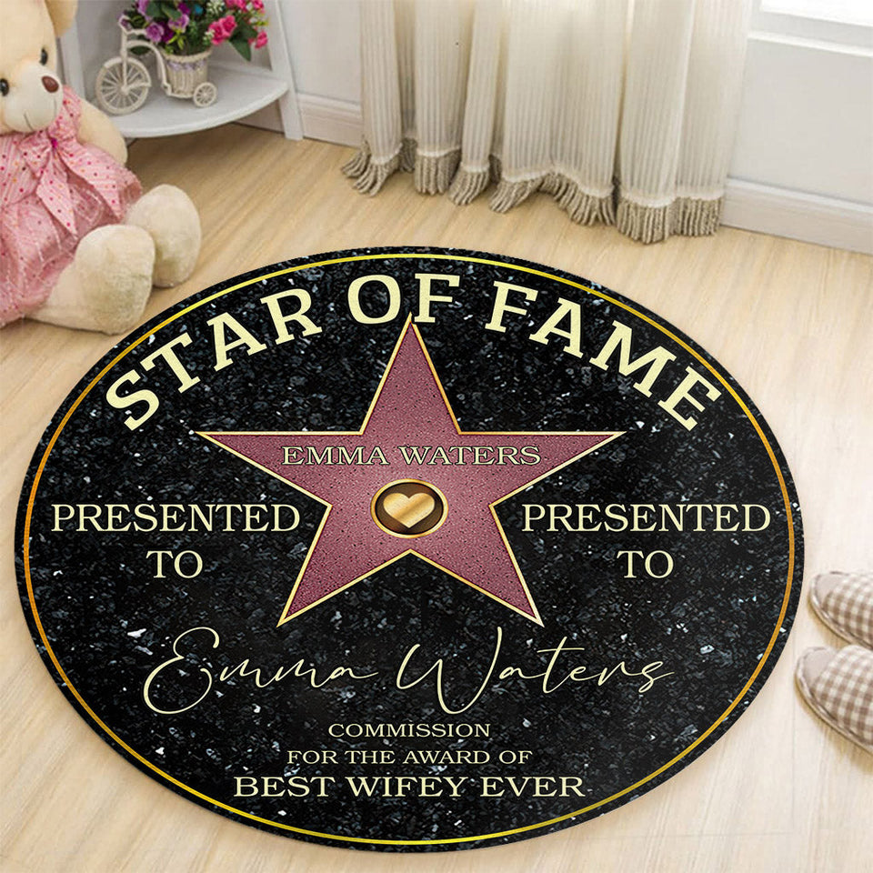 Star Of Fame Best Wifey Hubby Girlfriend Boyfriend Ever - Personalized Couple Round Rug