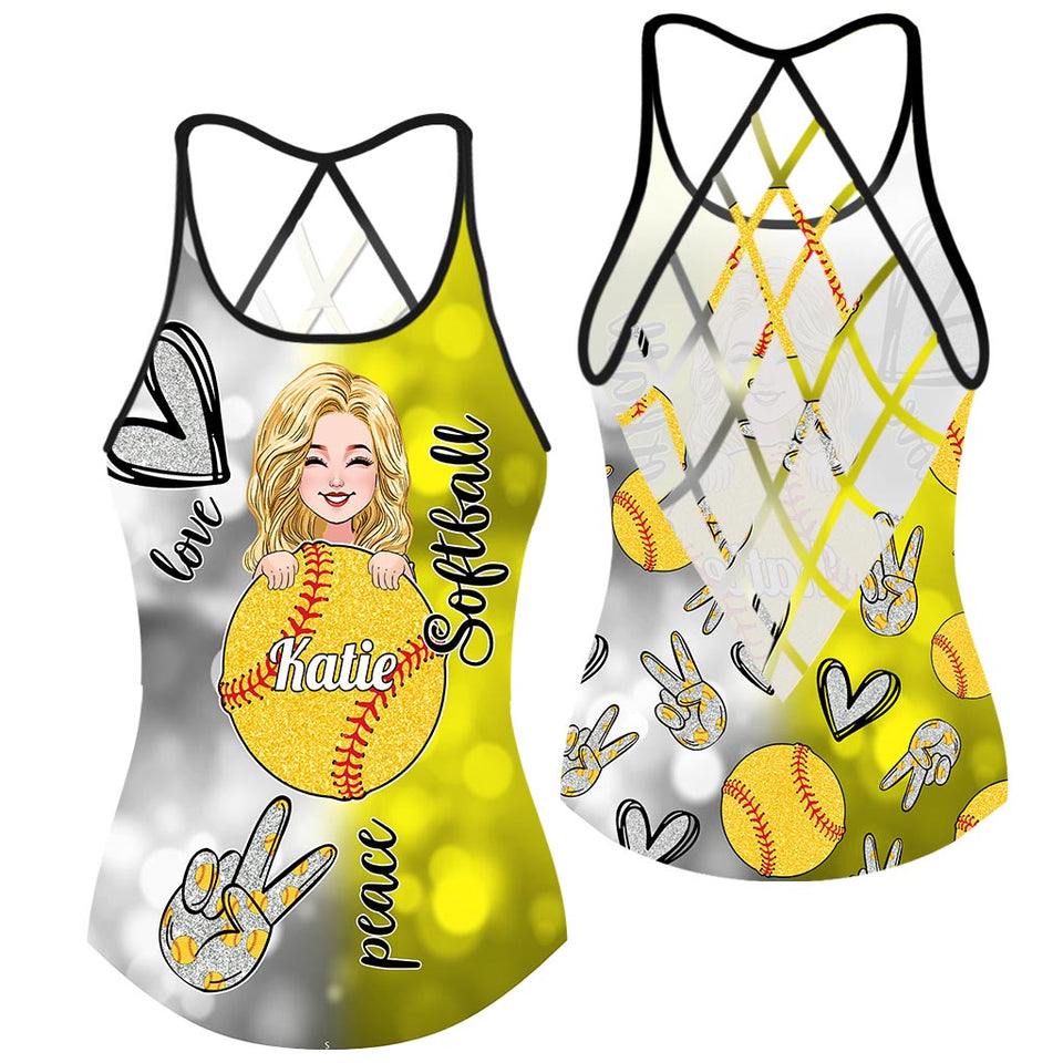 Cool Softball Mom - Personalized Softball Cross Tank Top