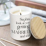 Look At You Getting Married - wedding gift for bride, groom - Personalized Candle With Wooden Lid