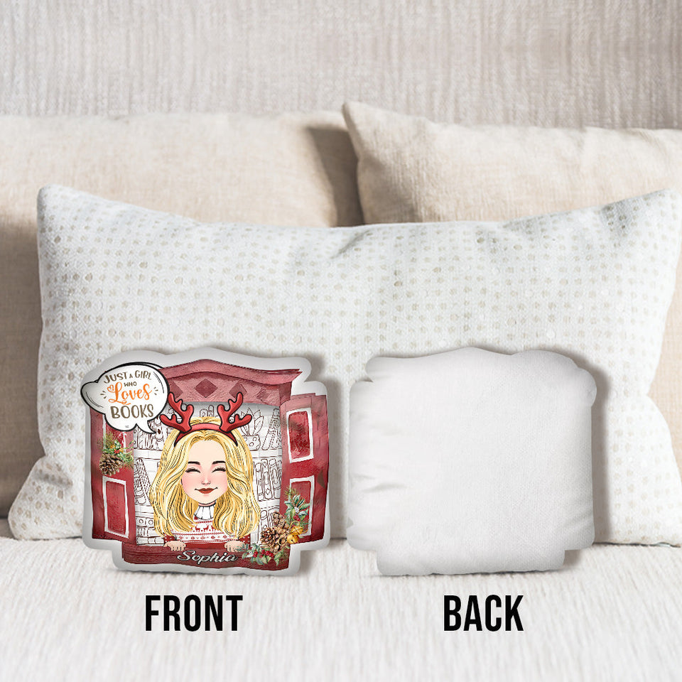 Just A Girl Who Loves Books - Personalized Book One-sided Shaped Pillow
