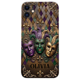 Mardi Gras Fleur de Lis - Personalized Mardi Gras Leather Phone Case