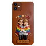 Love Is Love - Personalized LGBT Support 3D Embossed Leather Phone Case