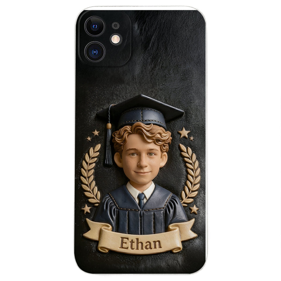 Graduation Gift - Personalized Graduation 3D Embossed Leather Phone Case