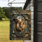 An Old Buck And His Sweet Doe Live Here - Personalized Hunting Rectangle Metal Sign
