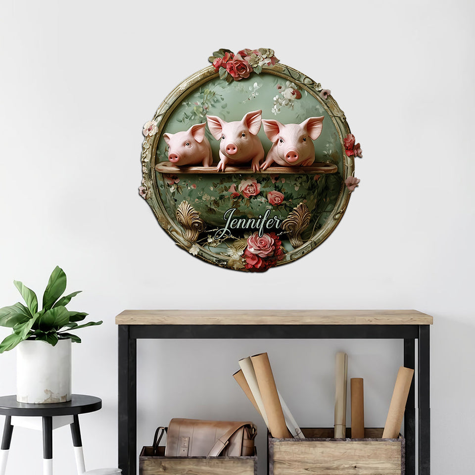 Floral Farm Animals - Personalized Farmer Cut Metal Sign
