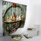 Floral Farm Animals - Personalized Farmer Bathroom Curtain & Mats Set
