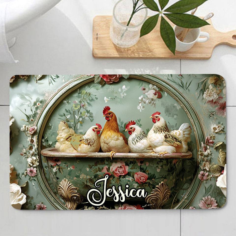 Floral Farm Animals - Personalized Farmer Bathroom Curtain & Mats Set