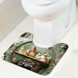 Floral Farm Animals - Personalized Farmer Bathroom Curtain & Mats Set