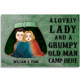 A Lovely Lady Grumpy Old Man Camp Here - Personalized Couple Camping Doormat