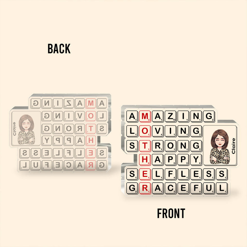 Mom Scrabble Tile - Personalized Mother's Day Mother Custom Shaped Acrylic Plaque