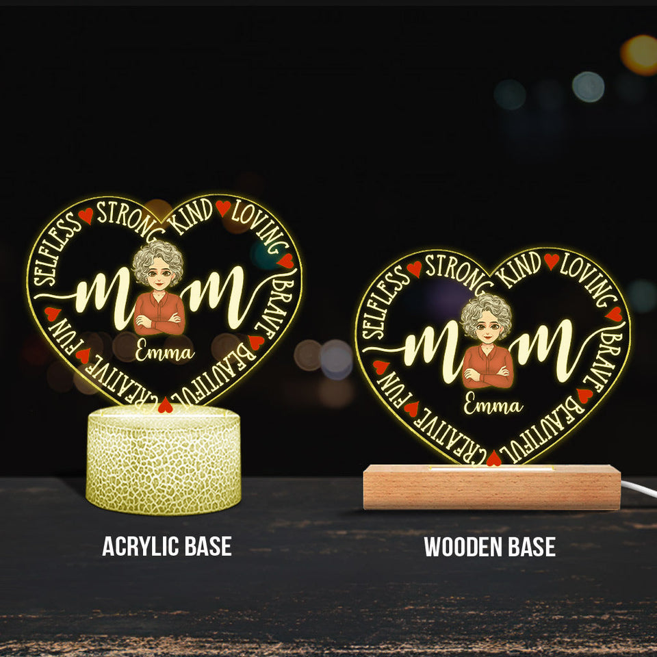 Mom - Personalized Mother's Day Mother Shaped Plaque Light Base