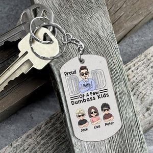Proud Dad Of A Few - Personalized Father's Day Father Stainless Steel Keychain