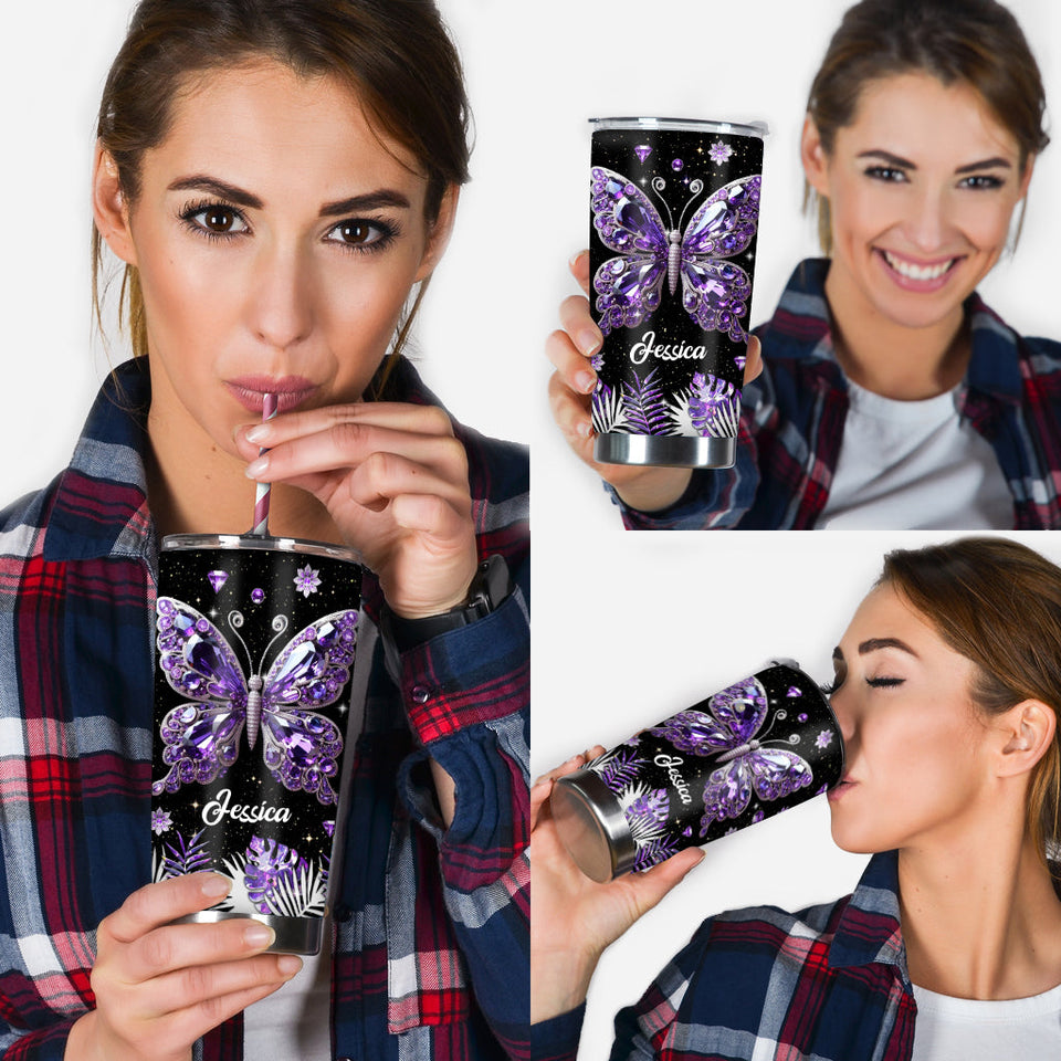Stunning Butterfly - Personalized Butterfly Tumbler