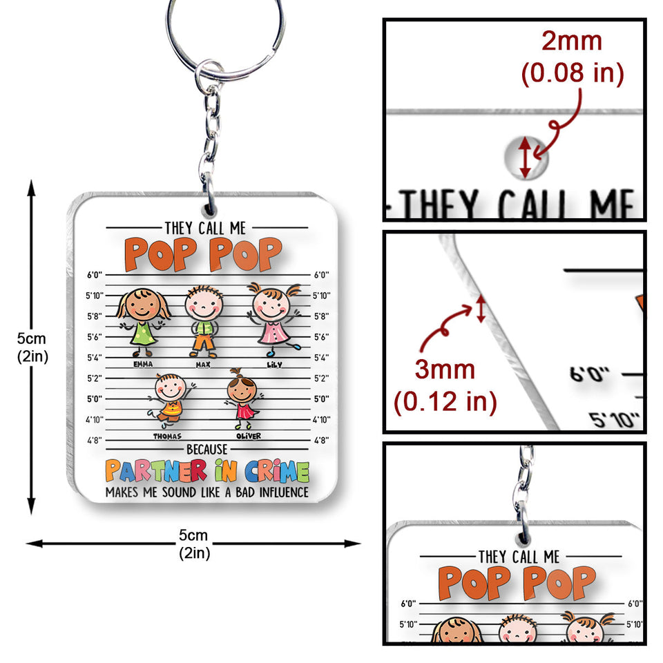 Partner In Crime - Gift for grandpa, grandma, mom, dad, uncle, aunt, brother, sister - Personalized Keychain
