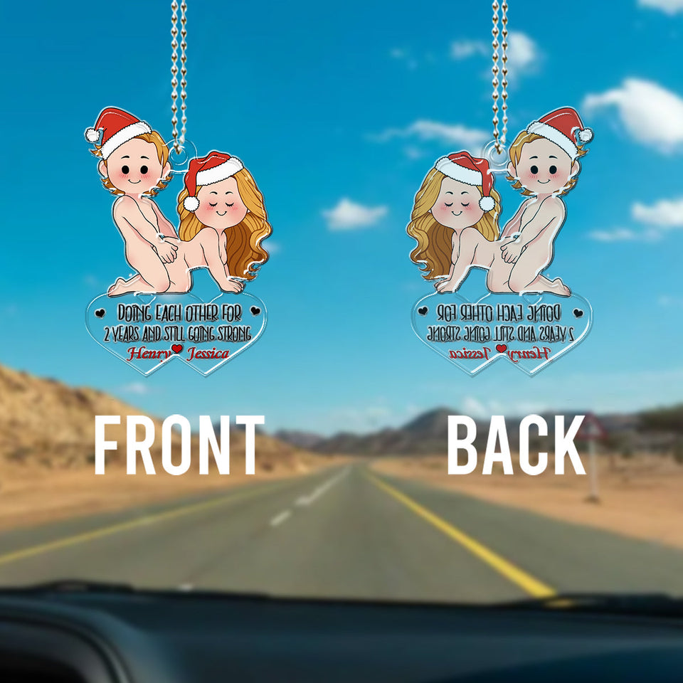 Doing Each Other - Personalized Couple Custom Shaped Car Ornament