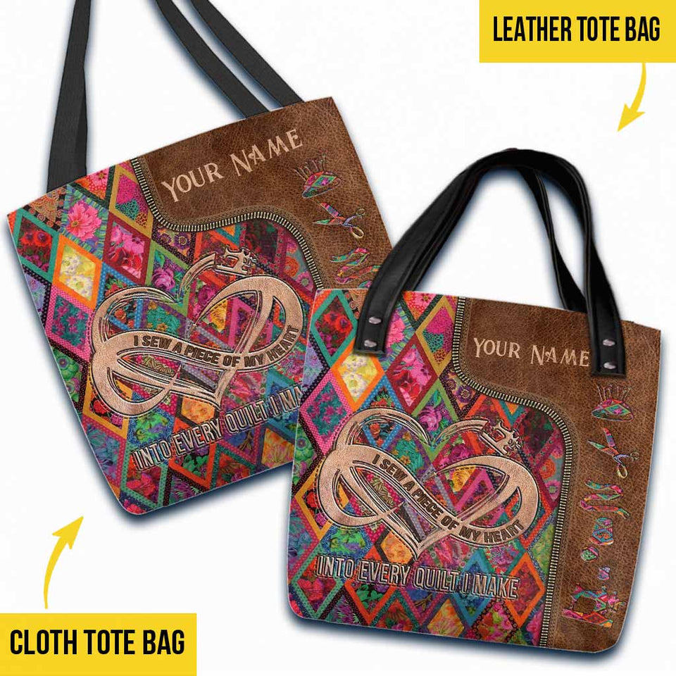 I Sew A Piece Of My Heart Personalized Tote Bag