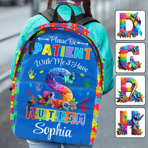 Soyez gentils avec moi - Sac à dos personnalisé de sensibilisation à l'autisme