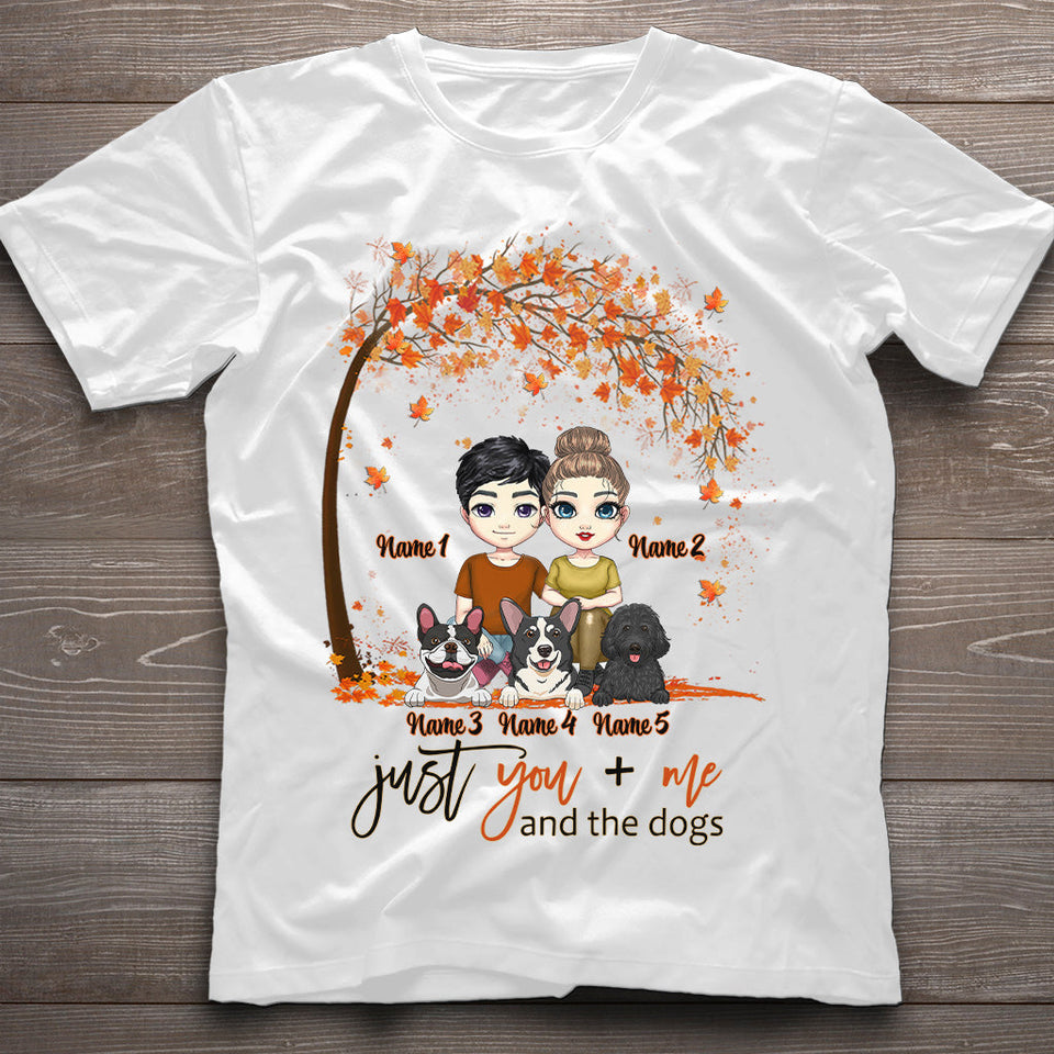 You Me And The Dogs - Personalized Fall Couple T-shirt and Hoodie