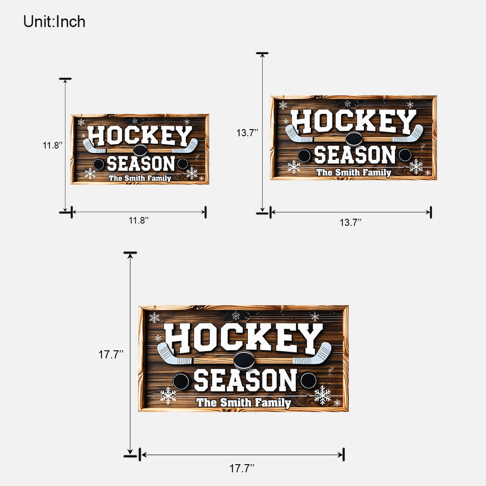 Hockey Season - Personalized Hockey Custom Shaped Wood Sign