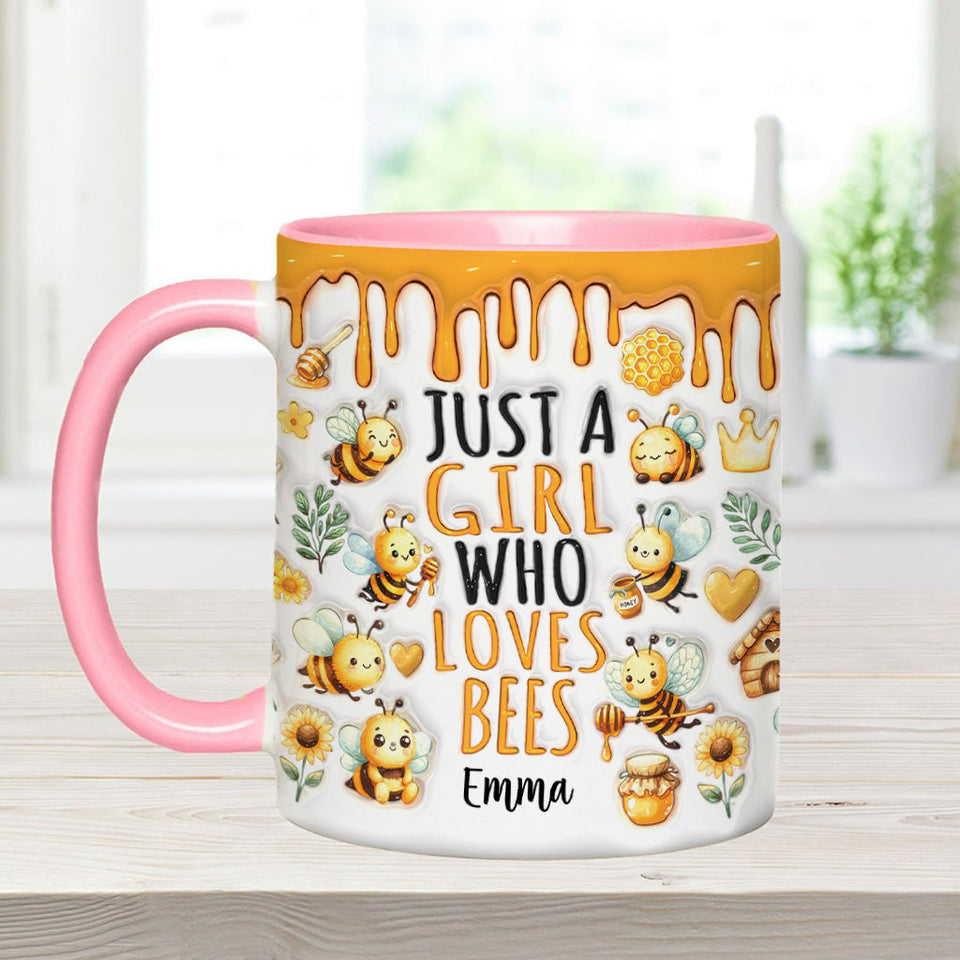 Just A Girl Who Loves Bees - Personalized Bee Accent Mug