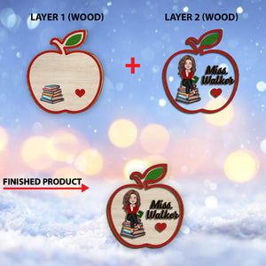 Teacher Apple Sign - Personalized Teacher 2 Layered Wood Sign / Wood Plaque