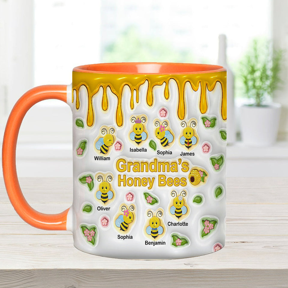 Grandma's Honey Bees - Personalized Grandma Accent Mug