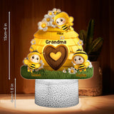 Reason To Bee Happy - Personalized Grandma Shaped Plaque Light Base
