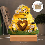 Reason To Bee Happy - Personalized Grandma Shaped Plaque Light Base