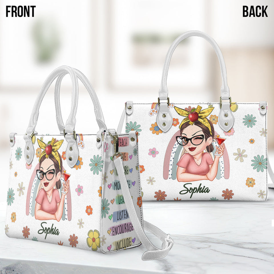 Teach Love Inspire - Personalized Teacher Leather Handbag