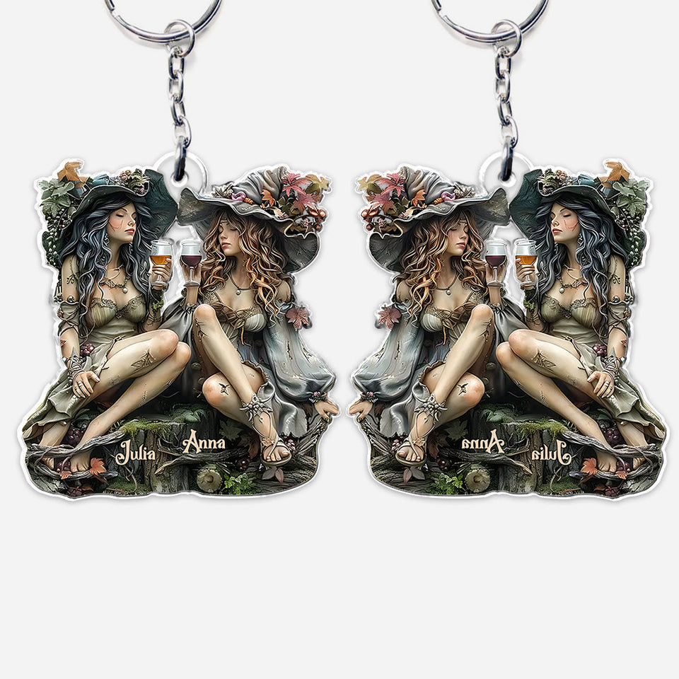Witch Besties - Personalized Bestie Custom Shaped Keychain
