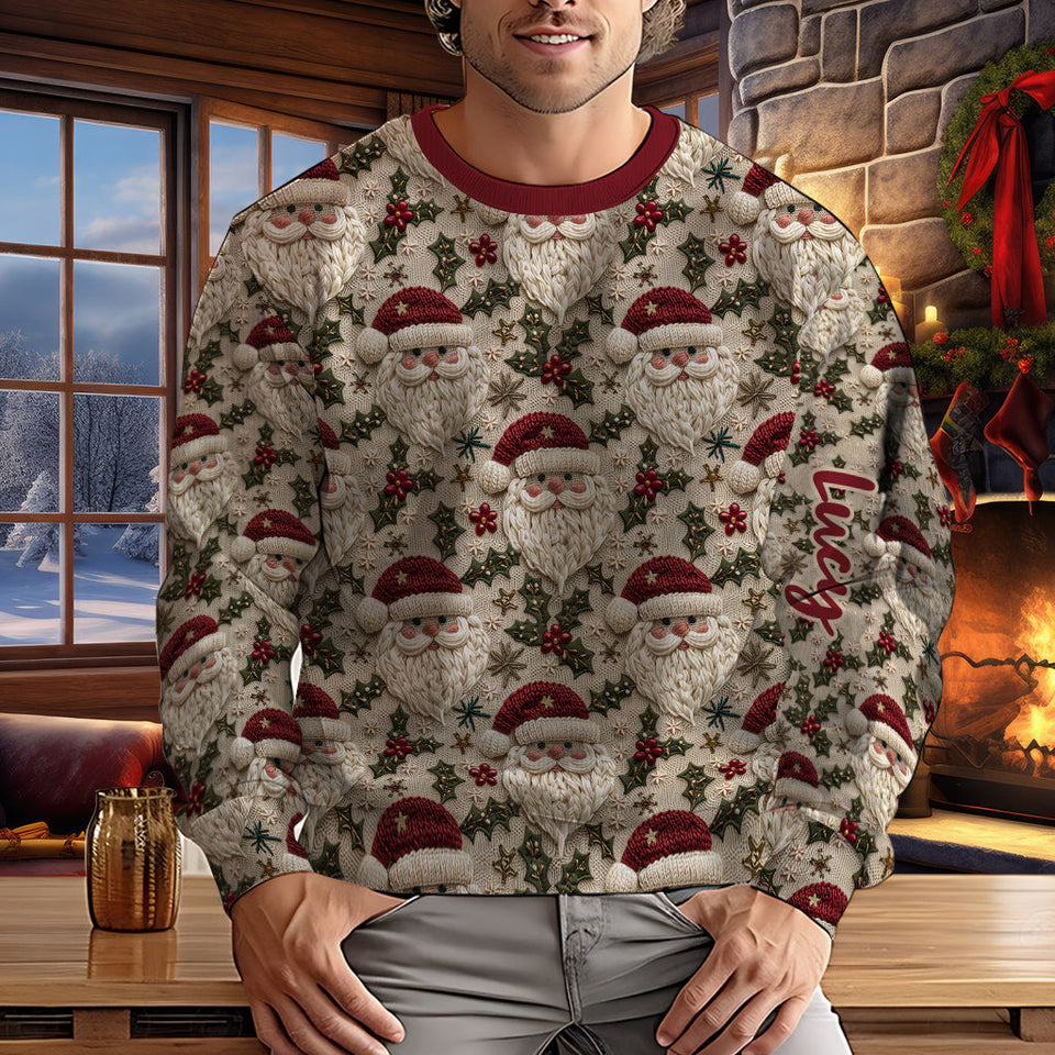 Cute Santa Christmas - Personalized Christmas Ugly Sweater