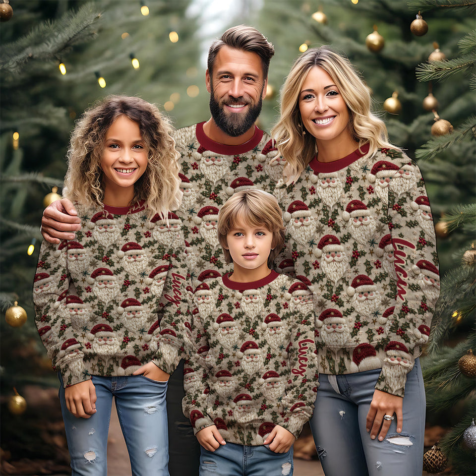 Cute Santa Christmas - Personalized Christmas Ugly Sweater